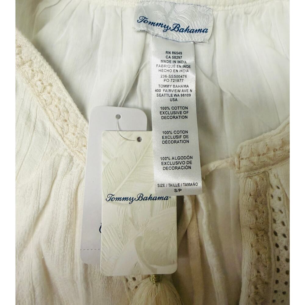 Tommy Bahama Size Medium M Womens Shift Tunic Dress My Konos Gauze Cream  New - Picture 6 of 8